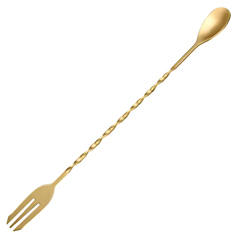 Epinox Cocktail Spoon, Forked, Gold Color, AKK-30 - 1