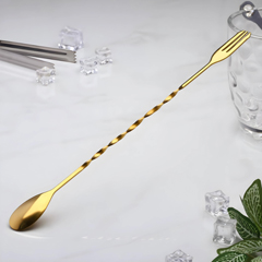 Epinox Cocktail Spoon, Forked, Gold Color, AKK-30 - 2