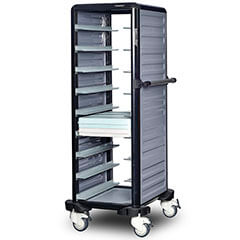 Gastrolley Single Thermo Tray Transport Trolley, 9 Shelves, Closed on 2 Sides - 1