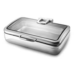 Öztiryakiler Chafing Dish, Rectangular, Glass Lid, Sliding, Without Heater, Gn 1/1, 11.2 Liters - 1