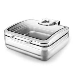 Öztiryakiler Chafing Dish, Rectangular, Glass Lid, Sliding, Without Heater, Gn 2/3, 5.5 Liters - 1