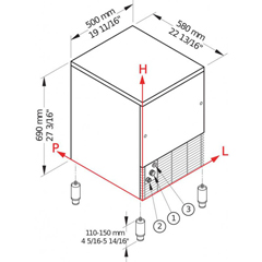 Öztiryakiler Cube Ice Machine, 46 kg/day, 25 kg Storage Bin, OKB46A - 2