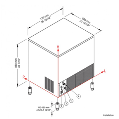 Öztiryakiler Cube Ice Machine, 88 kg/day, 40 kg Storage Bin, OKB88A - 2