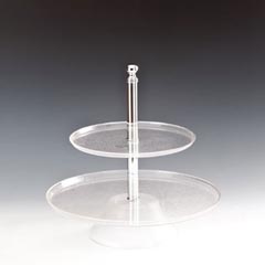 Zicco Polycarbonate Cake Fruit Display Stand, 2 Tier, 25x35x37 cm, Transparent - 1