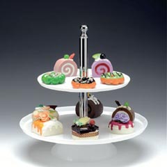 Zicco Polycarbonate Cake Fruit Display Stand, 2 Tier, 25x35x37 cm, Transparent - 2