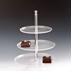 Zicco Polycarbonate Cake Fruit Display Stand, 3 Tier, 25x30x35x50 cm, Transparent - 1