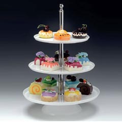 Zicco Polycarbonate Cake Fruit Display Stand, 3 Tier, 25x30x35x50 cm, Transparent - 2