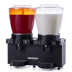 Samixir SM44 Panoramic Twin Cold Drink Dispenser, 22+22 lt, With Mixer and Spout, Black - 1