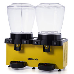 Samixir SM44 Panoramic Twin Cold Drink Dispenser, 22+22 lt, With Mixer and Spout, Yellow - 2