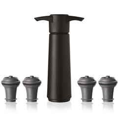 Vacu Vin Wine Vacuum Set, 1 Pump, 4 Wine Stoppers, Black - 1