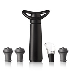 Vacu Vin Wine Vacuum Set, Concerto, 1 Pump, 3 Stoppers, 1 Serving Device, Black - 1