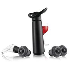 Vacu Vin Wine Vacuum Set, Concerto, 1 Pump, 3 Stoppers, 1 Serving Device, Black - 2