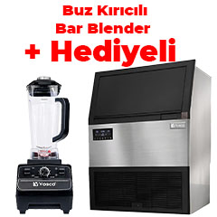 Vosco VSC-100T Gurme Buz Makinesi, 100 kg/gün, Buz Kırıcılı 2 Litre Bar Blender Hediyeli - 1