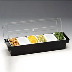 Zicco Bar Container, Polycarbonate with Lid, Set of 6, 50x16x9.5 cm, Black - 1